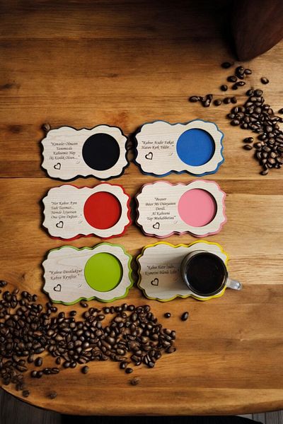 Charliestone Laser Cutting And Gift Wooden Laser Cut Cup Coasters Set of 6 Coffee Coasters