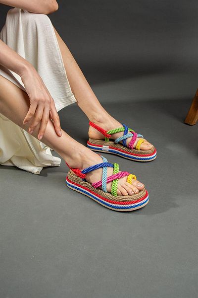 ShoeTek Women's Sandals Rope Flip Flops Marie Colorful