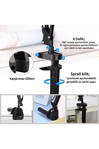 Farway Fotoğraf Video Çekim Tripodu 4 Kademeli 360 Derce Döndürülebilir Esnek Yaylı Influencer Tripodu