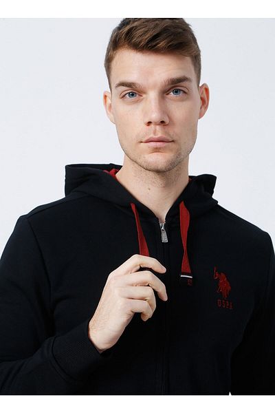 U.S. Polo Assn. Мъжки суитшърт с качулка, черен, стандартен крой