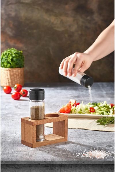 KukiWood Spice Rack Set of 2 Salt and Pepper Shakers