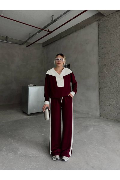 sportiness Modal Fabric Training Suit Wide Legs with Clutch Collar Button Strip Detail