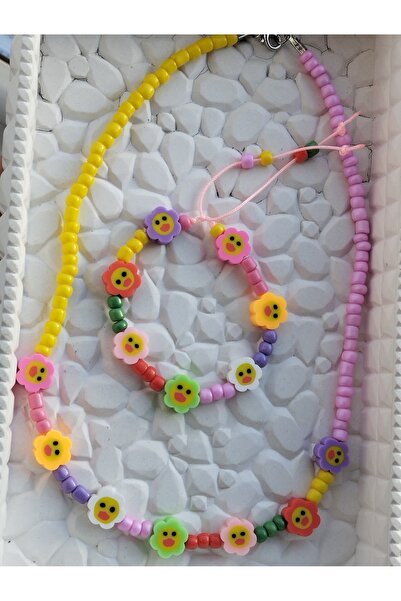 Amabel Jewelerys هدية العيد، قلادة وسوار للأطفال على شكل خرز فيمو