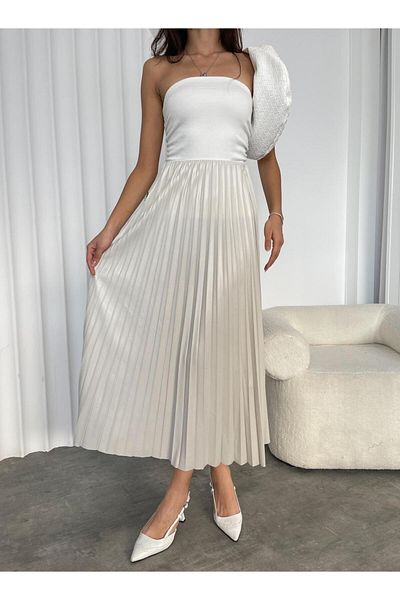 eccmoda γυναικεία μακριά ελαστική μέση πλισέ χιτζάμπ φούστα