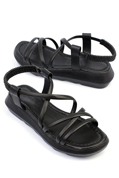 ShoeTek Γυναικεία σανδάλια Dylla Μαύρο Δερμάτινο με Σταυρό