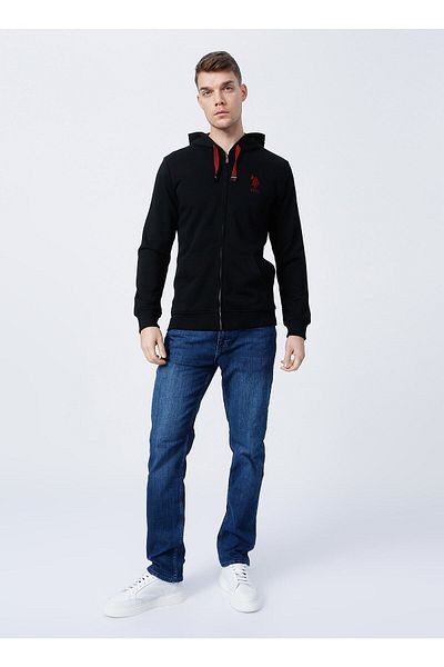 U.S. Polo Assn. Мъжки суитшърт с качулка, черен, стандартен крой
