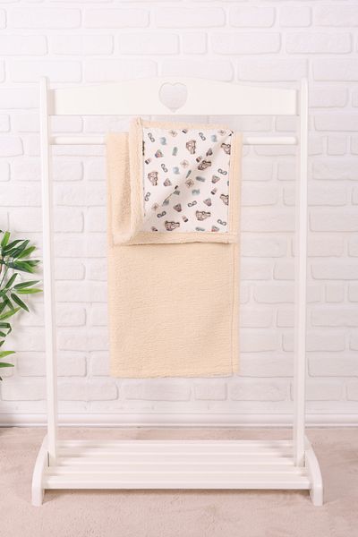 Junenext Baby Blanket 85X100 cm Sheep Hair and Muslin Blanket
