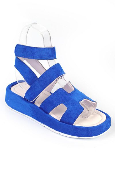 ShoeTek Sandale pentru femei din piele intoarsa Ebbe - cu bretele si glezna, albastru Saks