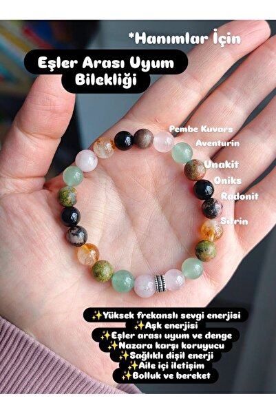 Doğaltaş Eşler Arası Uyum Hanımlar için Özel Doğaltaş Bileklik (8mm)