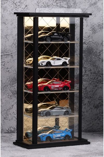 Cat&Cat Diecast Diorama - 1:64 Gold Design Hotwheels Display Stand with 5 Shelves Garage