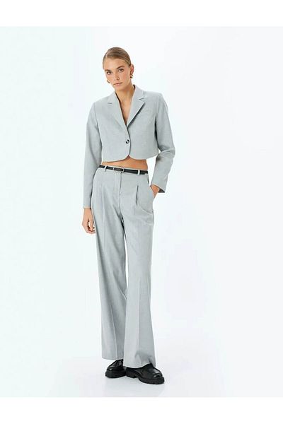 Koton Double Breasted Crop Blazer Jacket