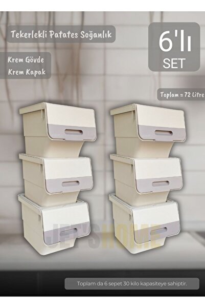 Jet's Home 6'lı Tekerlekli Patateslik Soğanlık Oyuncak Kutusu Patates Soğan S...