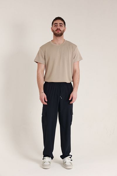 TKT Men's Baggy Style Parachute Fabric Pants with Commando Pockets and Adjustable Leg Clip