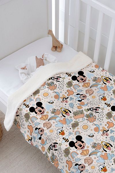 Tuğba Kuğu Double Face Plush Blanket - Little Mouse and All His Friends Pattern
