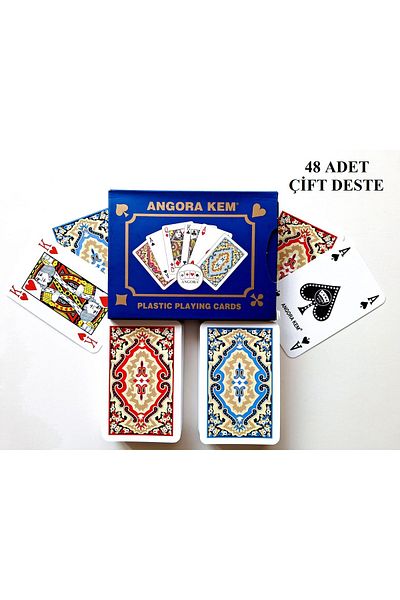 MSMETICARET Angora Kem Plastic Playing Cards Poker Bridge Playing Cards Double Deck X48 Pcs