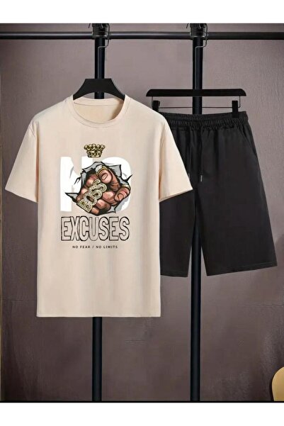 caddekombin Σετ κοντό μπλουζάκι με φαρδύ πόδι, άνετο και μαύρο κάτω μέρος, μπ...