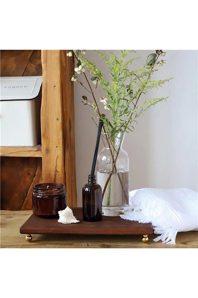Akayev 30x14 Cm Wooden Presentation Plate - Gold Bead Detailed