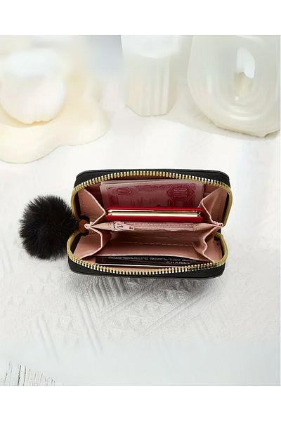 DOODLE Stylish Heart Long Wallet for Women - Synthetic Leather Zipper Coin Purse