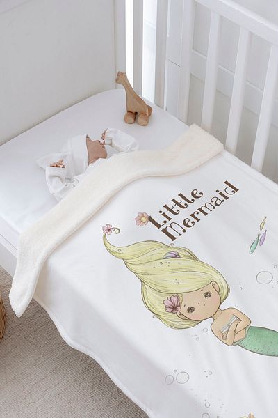 Tuğba Kuğu Plush Double Face Blanket (80X120) - Vibe Series - Little Mermaid Dream