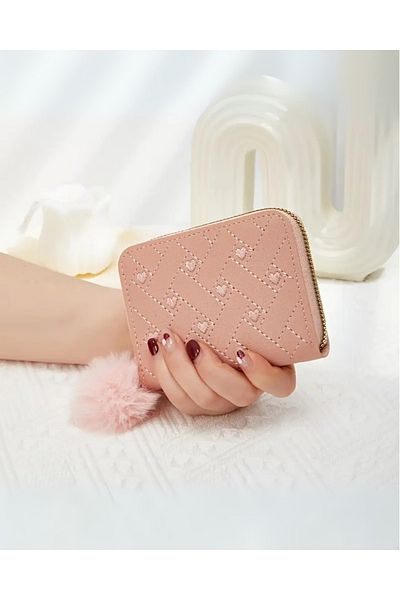 DOODLE Stylish Heart Long Wallet for Women - Synthetic Leather Zipper Coin Purse