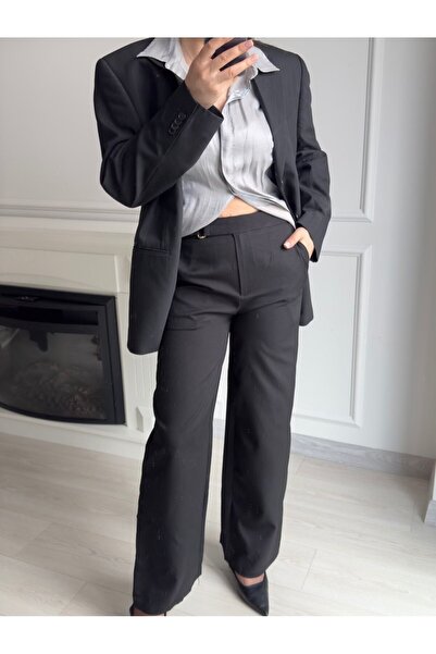 MSY KADIN SİYAH KUMAŞ PALAZZO PANTALON