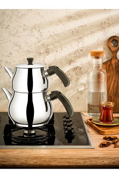 YUNUSOĞLU HOME Antonio Midi Size Black Teapot Set