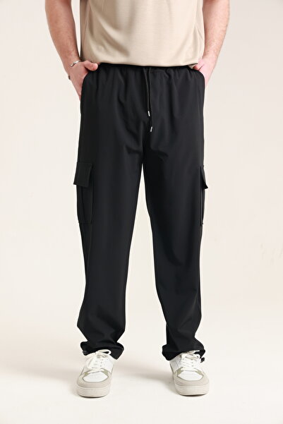 TKT Pánské padákové látkové kalhoty Baggy Style – s kapsou Commando a nastavitelnými sponami na nohavicích