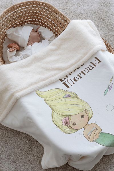 Tuğba Kuğu Plush Double Face Blanket (80X120) - Vibe Series - Little Mermaid Dream
