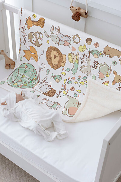 Tuğba Kuğu Peluş Çift Yüz Battaniye - Sevimli Hayvanat Bahçesi