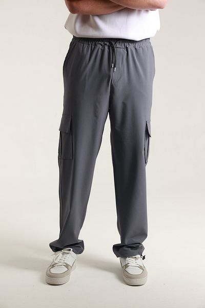 TKT Men's Baggy Style Parachute Fabric Pants with Commando Pockets and Adjustable Leg Clip