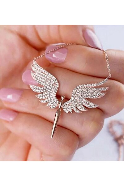 Mareluxe Mikail Meleği Figürlü Zirkon Taş Melek Kanadı 925 Ayar Gümüş Kolye 1...