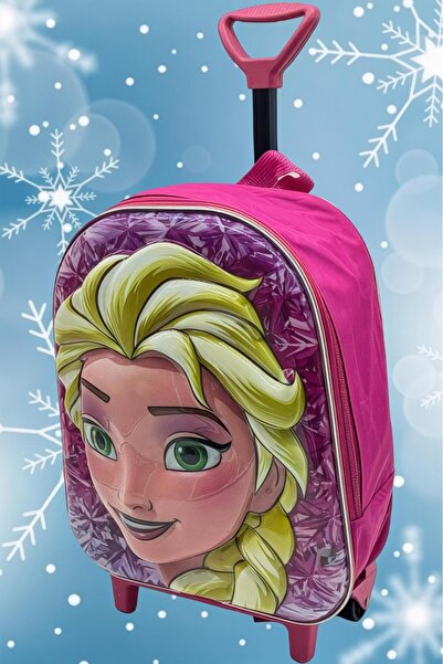 Uniquerrs Prenses Figürlü 5d Kabartmalı Çekçekli Tekerli Ana Sınıfı Kreş Sırt Çantası ve Okul Çantası