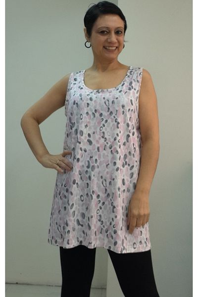Mertcan Butik Μπλουζάκι από χτενισμένο βισκόζη με ροζ σχέδιο με χοντρό λουράκι