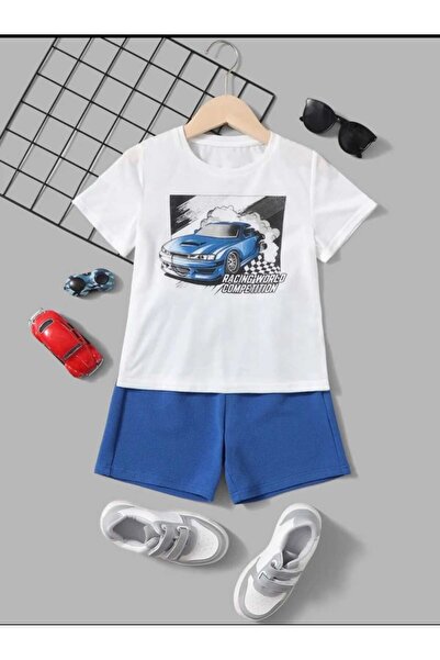 VESTIR BIEN Racing Printed 100% Cotton Kids Bottom-Top Suit