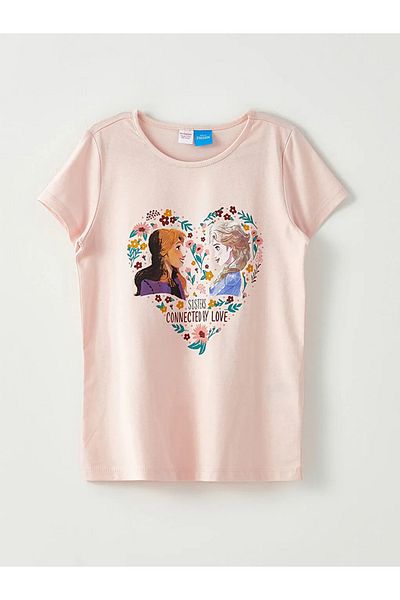 LC Waikiki Lcw Kids Pink Crew Neck Printed Short Sleeve Girls Pajamas Set