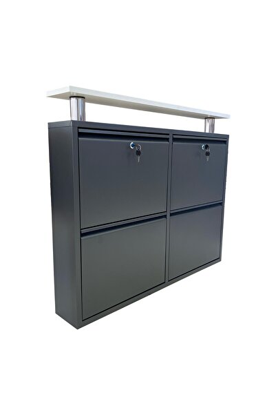Arinna 2 2 Tablalı Antrasit Metal Ayakkabılık (KİLİTLİ)