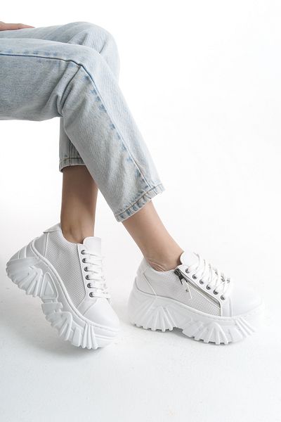 Limeo Pantofi sport pentru femei, cu șireturi, cu talpă înaltă, perforate lateral