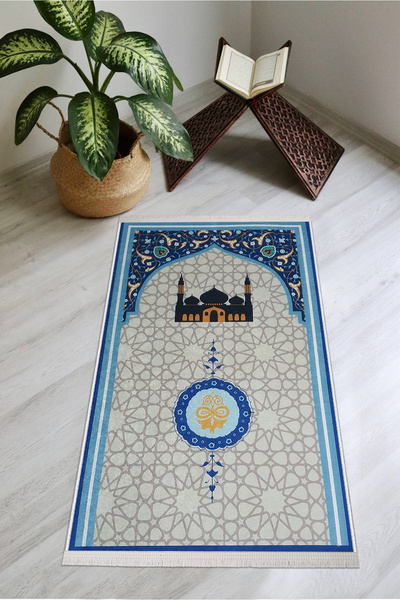 Modern home Soft Knee Pain-Free Thick Feathered Prayer Rug with Sponge