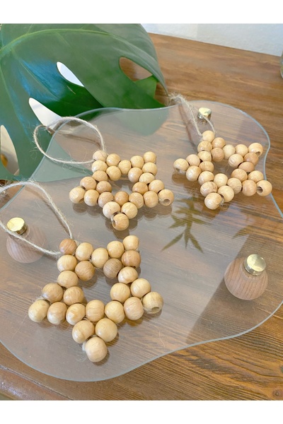 Tasu offical 3-Piece Wooden Bead Star, Coffee Corner, Baby Room, Kitchen, Liv...