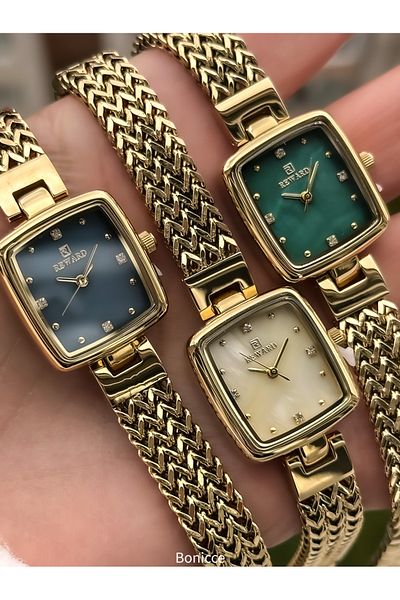 Reward 22*20 mm Case with Yellow Steel Band and Blue Dial - Women's Wristwatch and Bracelets Valentine's Day Gift