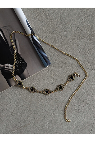 coaksco Dámský zlatý řetízkový pásek Baklava