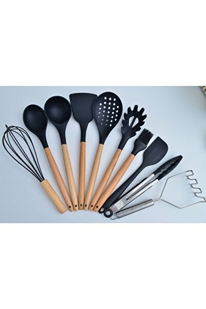 Qerhome Black Silicone Serving Set - 10 Pieces (WITH PATATES SCRATCH)