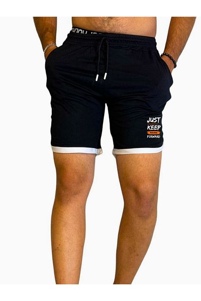 DEEPSENCE Μαύρο ανδρικό σορτς μπάσκετ ποδοσφαίρου Fitness Αθλητική Άσκηση Τρέξιμο