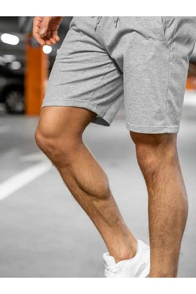 DEEPSENCE Pánské kraťasy z česané bavlny s šedými proužky - basketbal a fotbal, běh, fitness