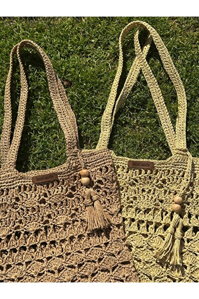 Azra Yazlık çanta / Kağıt ip El örgü çanta / Rafya çanta / Hasır çanta / Askılı Çanta / Bohem Çanta