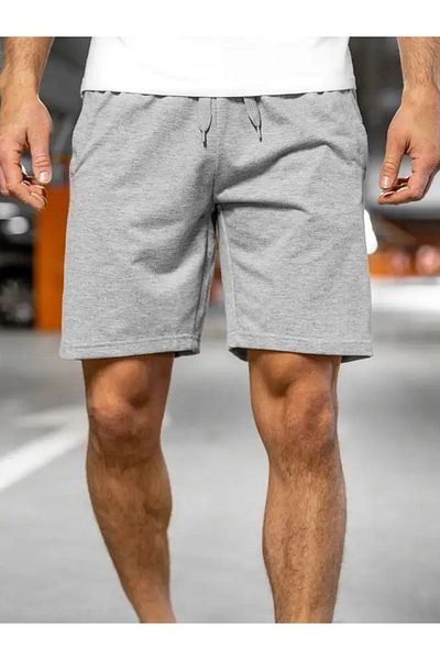 DEEPSENCE Pánské kraťasy z česané bavlny s šedými proužky - basketbal a fotbal, běh, fitness