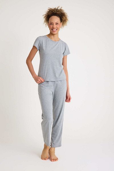 No52 HomeWear Gray Color Women's Short Sleeve Pajamas Set