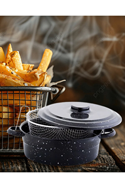 Russet Kapaklı Emaye Telli Kızartma Fritöz Tencere Seti 3 Parça 24cm