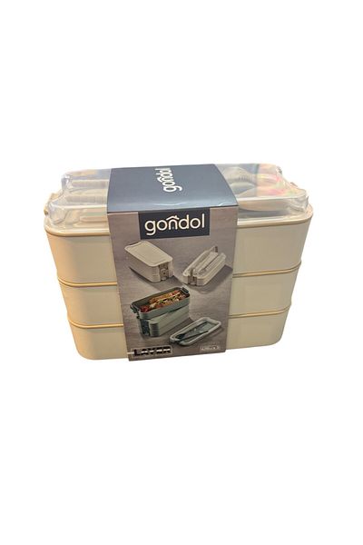 Gondol Diet - Lunch Box - 3 Layer Lunch Box with Spoon and Fork