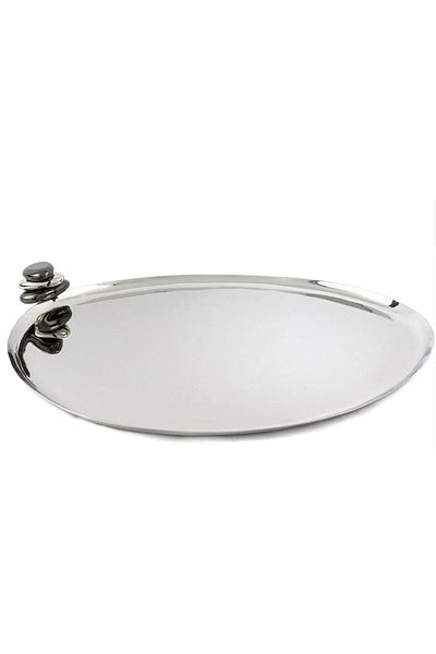 Mikasa Moor Gravel Silver Metal Ellipse Tray 45X35Cm P303.397586